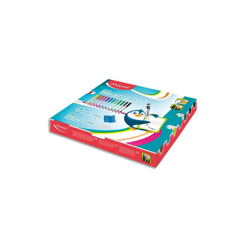 MAPED Schoopack FEAS Marker peps : 168 feutres + chiffonettes + capuchons de rechange. 12 couleurs