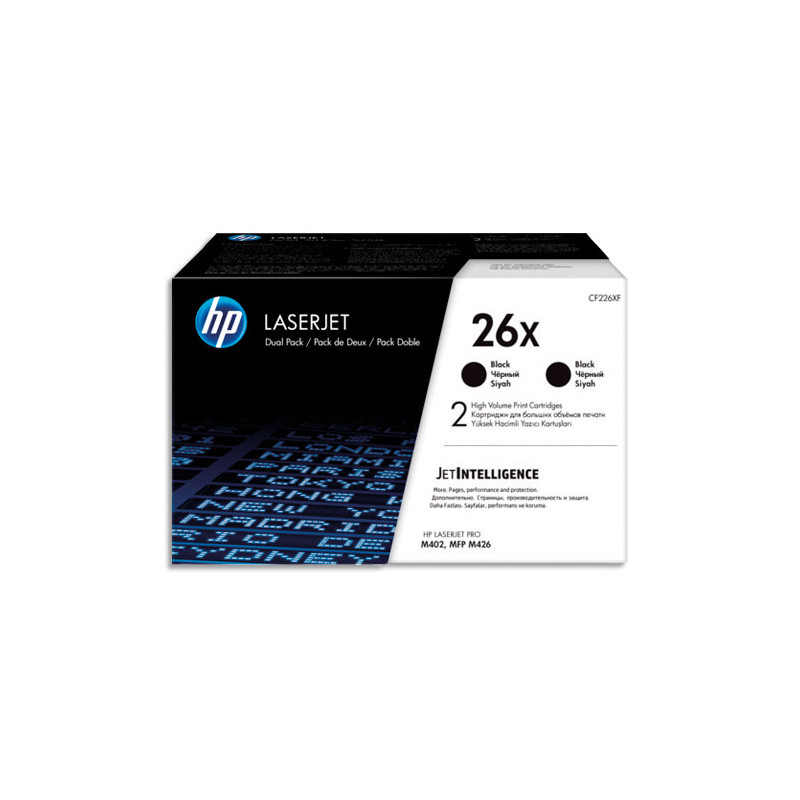 HP 26X CF226XD Pack de 2 Toners Noirs grandes capacités Authentiques pour HP LaserJet Pro M402 / M426