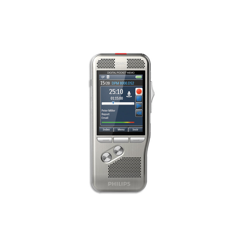 PHILIPS Pocket Mémo DPM8000/02 bouton 4 positions,carte SD,log ProDictate,station ACC8120,batt ACC8100