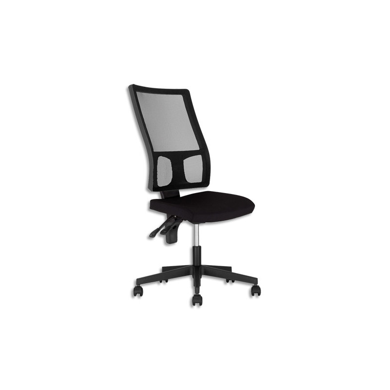 Siège Twiteur dossier résille et assise tissu Noir, contact permanent, piètement Noir, sans accoudoirs