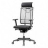 GRAMMER OFFICE Fauteuil Sail dossier résille assise tissu + appui-tête Noir Glide tec, avec accoudoirs 2D