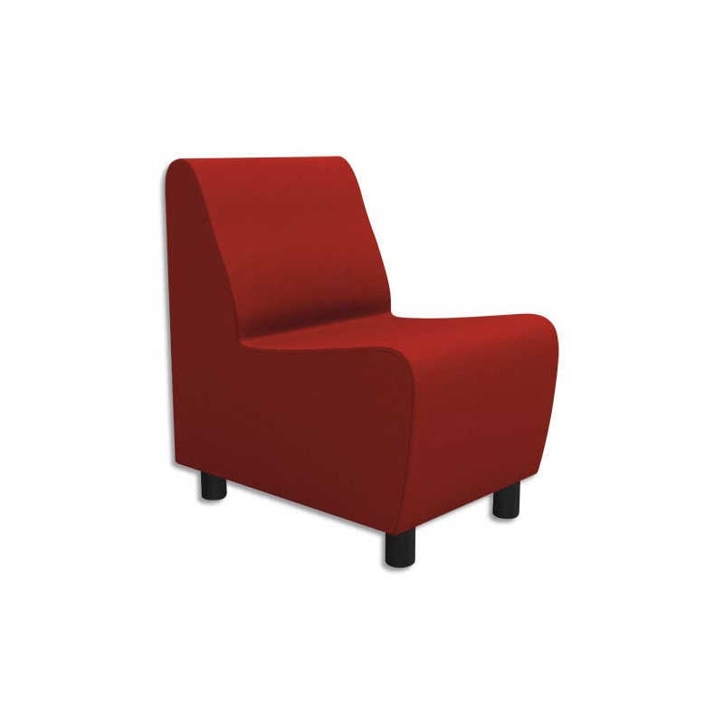 Chauffeuse modulaire droite 1 place Izar Rouge pur Trevira en tissu polyester, structure métallique