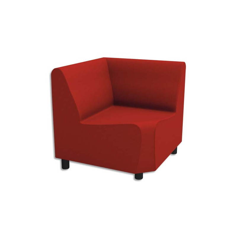 Chauffeuse modulaire d'angle 90D Izar Rouge pur Trevira en tissu polyester, structure métallique