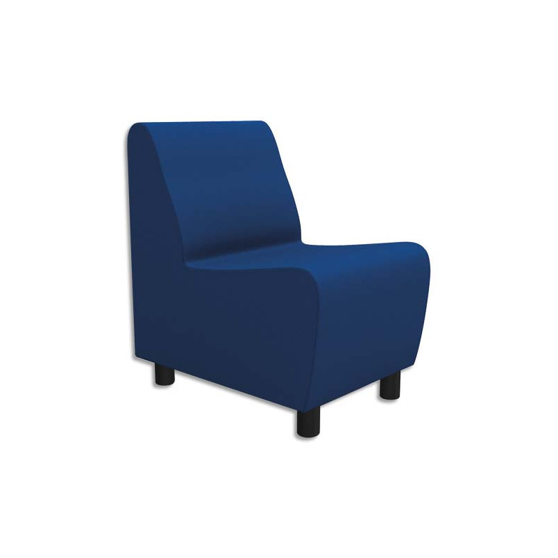 Chauffeuse modulaire droite 1 place Izar Bleu roi Trevira en tissu polyester, structure métallique