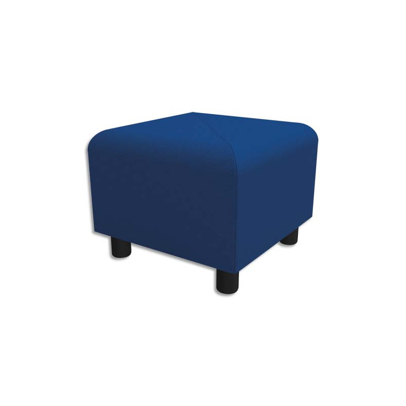 Pouf carré Izar Bleu roi Trevira en tissu polyester, structure métallique