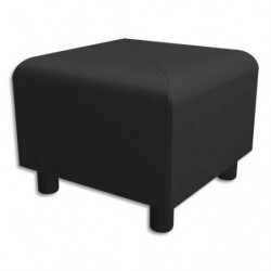 Pouf carré Izar Anthracite Ginko en PVC et coton, structure métallique