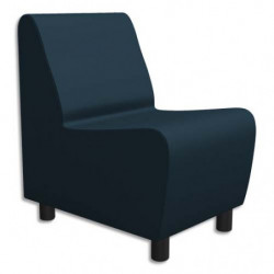 Chauffeuse modulaire droite 1 place Izar Bleu nuit Ginko en PVC et coton, structure métallique