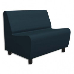 Chauffeuse modulaire 2 places Izar Bleu nuit Ginko en PVC et coton, structure métallique