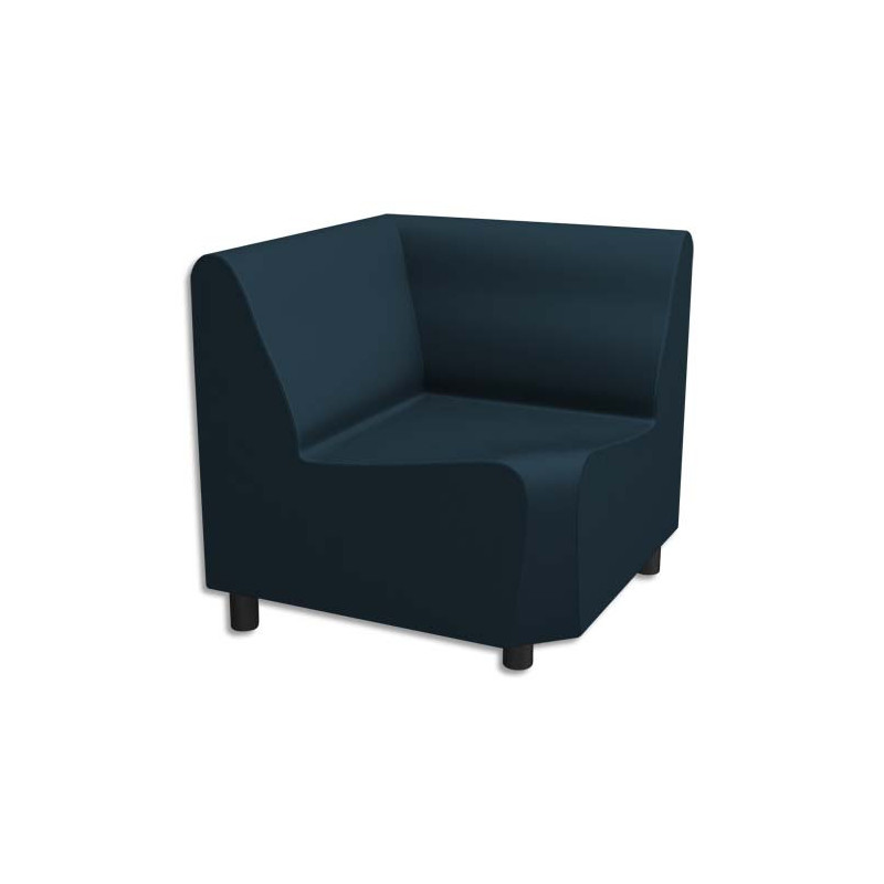 Chauffeuse modulaire d'angle 90D Izar Bleu nuit Ginko en PVC et coton, structure métallique