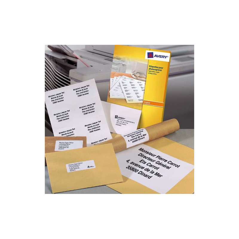 AVERY Boîte de 1600 étiquettes copieur coins carrés 105X37 Blanc DP167-100
