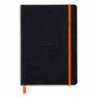 RHODIA Carnet Rhodiarama souple 14,8x21cm 160 pages lignées avec élastique. Couverture simili-cuir Noir