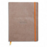 RHODIA Carnet Rhodiarama souple 19x25cm 160 pages lignées avec élastique. Couverture simili-cuir taupe