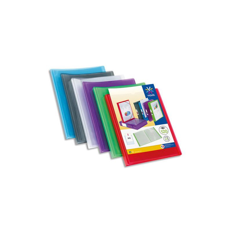 VIQUEL Protège-documents personnalisable PROPYGLASS, 120 vues 60 pochettes. Coloris assortis