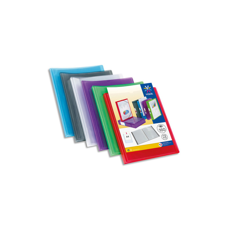 VIQUEL Protège-documents personnalisable PROPYGLASS, 160 vues 80 pochettes. Coloris assortis
