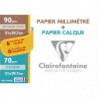 CLAIREFONTAINE Pochette de 12 feuilles 70g 6 feuilles papier millimétré et 6 feuilles calque