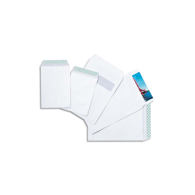 GPV Boîte de 250 pochettes auto-adhésives vélin Blanc 90g format 229x324 C4