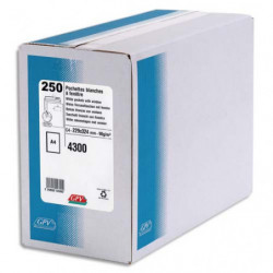 GPV Boîte de 250 pochettes auto-adhésives vélin Blanc 90g format 229x324 C4 fenêtre 50x110
