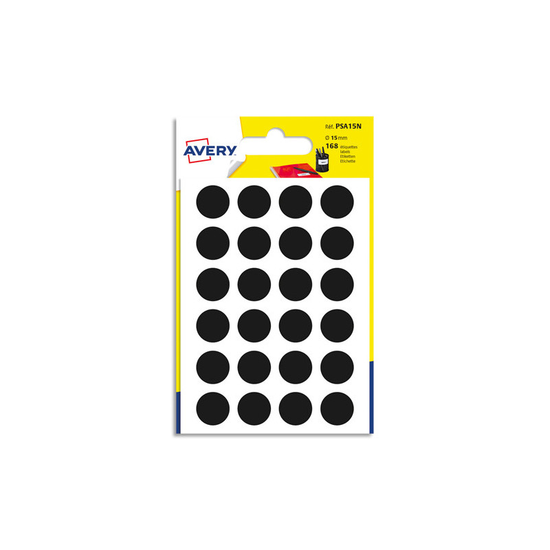 AVERY Sachet de 168 pastilles d15 mm. Ecriture manuelle. Coloris Noir