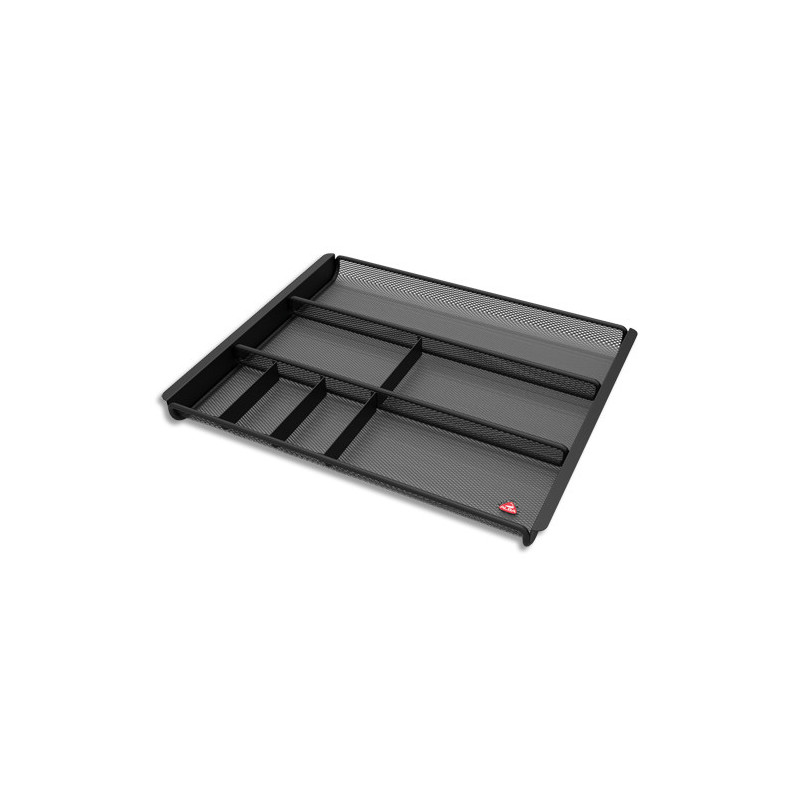 ALBA Organiseur de tiroir MESHORG en métal Mesh Noir 7 cmpt. Dimensions (lxhxp) : 34,5 x 2,5 x 24 cm