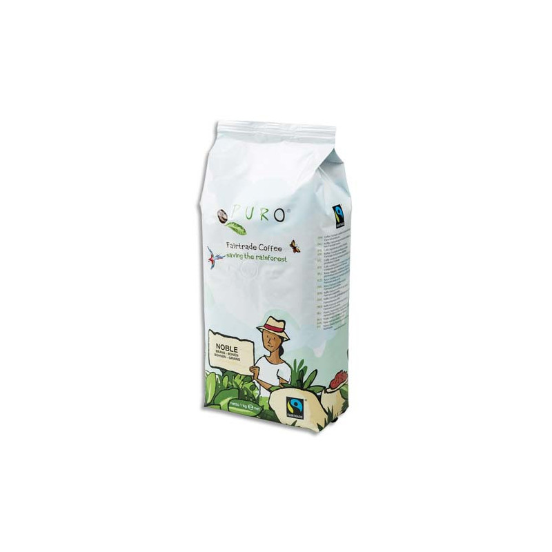 PURO Paquet de 1kg de café en grains 80 % Arabica et 20 % Robusta