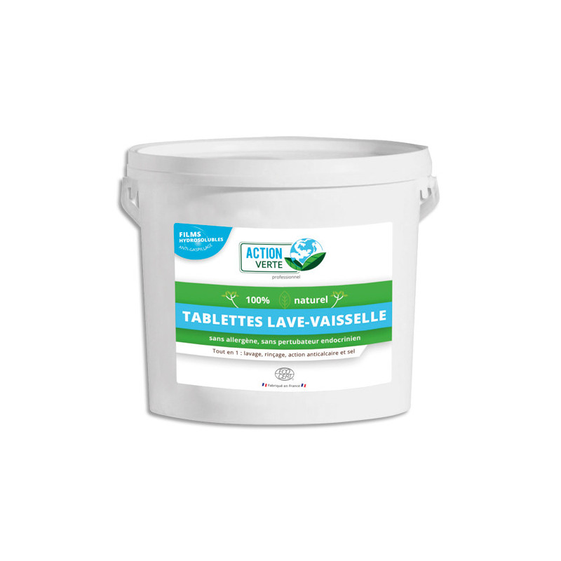 ACTION VERTE Seau 160 tablettes hydrosolubles lave-vaisselle cycle Long, nettoie, rince et anticalcaire