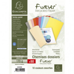 EXACOMPTA Paquet de 50 chemises FOREVER en carte 170g. Coloris assortis