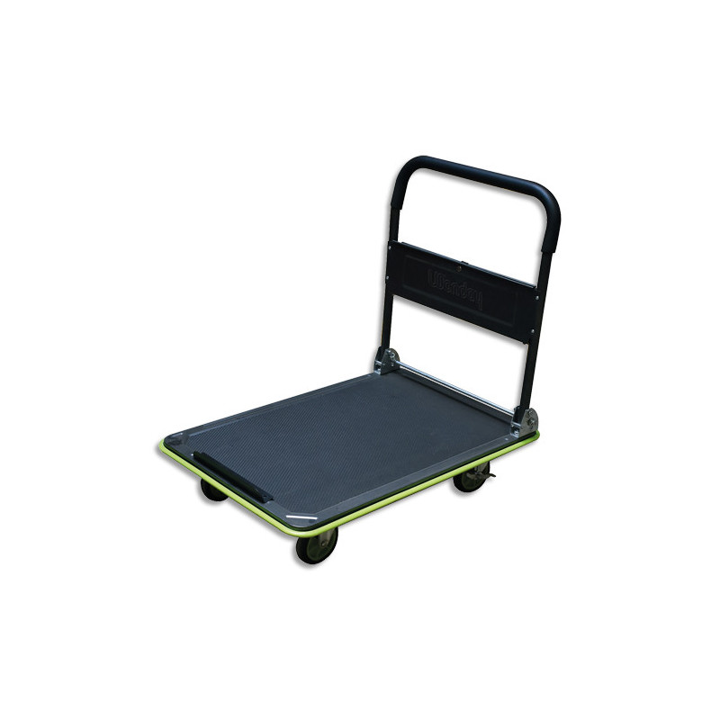 WONDAY Chariot pliable Gris Noir capacité 300 kg, porte outils - Dim. déplié : L90 x H84,5 x P60 cm