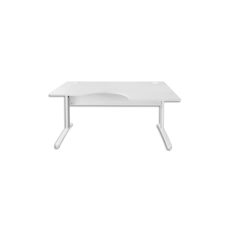 MT INTERNATIONAL Bureau compact retour droit pied L Blanc MT5 - Dimensions : L160 x H73 x P80/100 cm