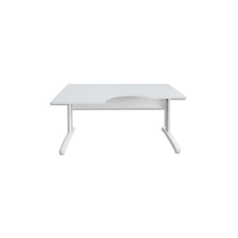 MT INTERNATIONAL Bureau compact retour gauche pied L Blanc MT5 - Dimensions : L160 x H73 x P80/100 cm