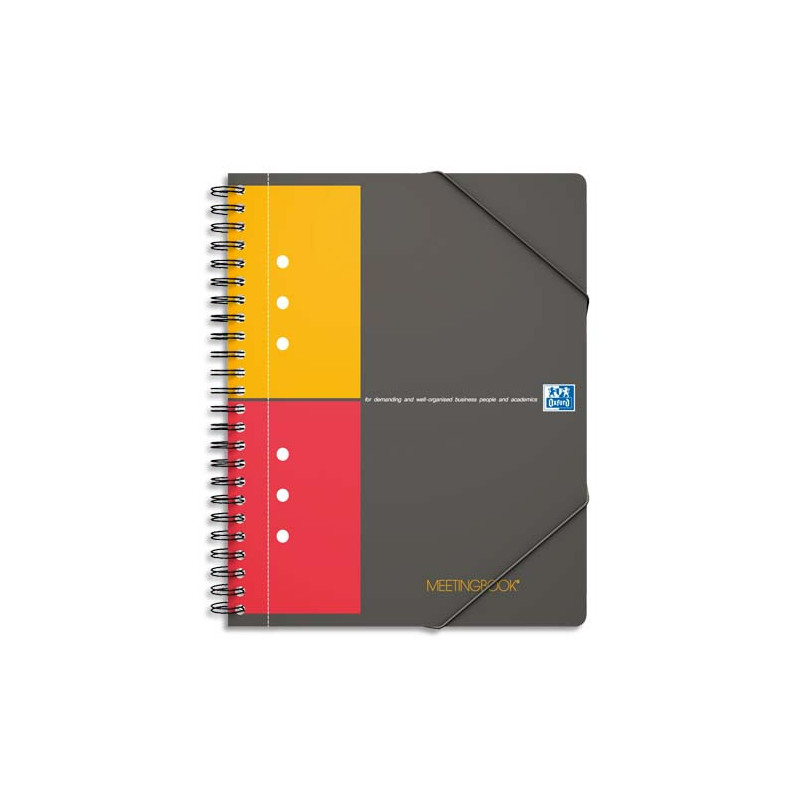 OXFORD Cahier Meetingbook spirales 160 pages perforées 80g 5x5 21x31,8cm Couverture polypro Gris