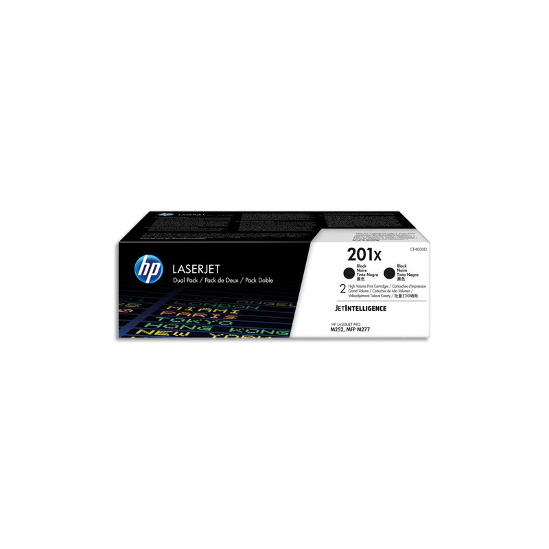 HP 201X CF400XD Pack de 2 Toners Noirs grandes capacités pour HP Color LaserJet Pro M252 / M274 / M277