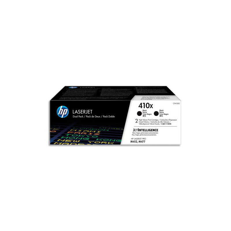 HP 410X CF410XD Pack 2 Toners Noirs grandes capacités Authentiques HP Color LaserJet Pro M377/M452/M477