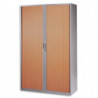 MT INTERNATIONAL Armoire haute métal monobloc Corps silver/Rideaux merisier 4 tablet. - Dim. 120x198x43cm