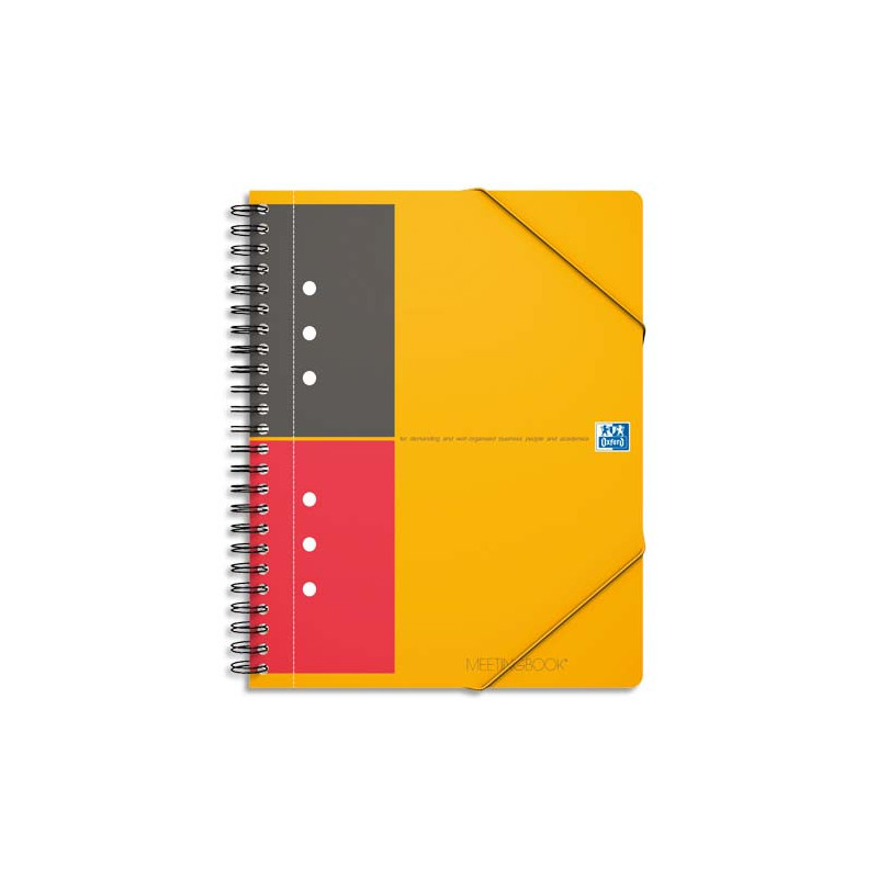 OXFORD Cahier Meetingbook spirales 160 pages perforées 80g ligné 6mm 21x31,8cm Couverture polypro Orange