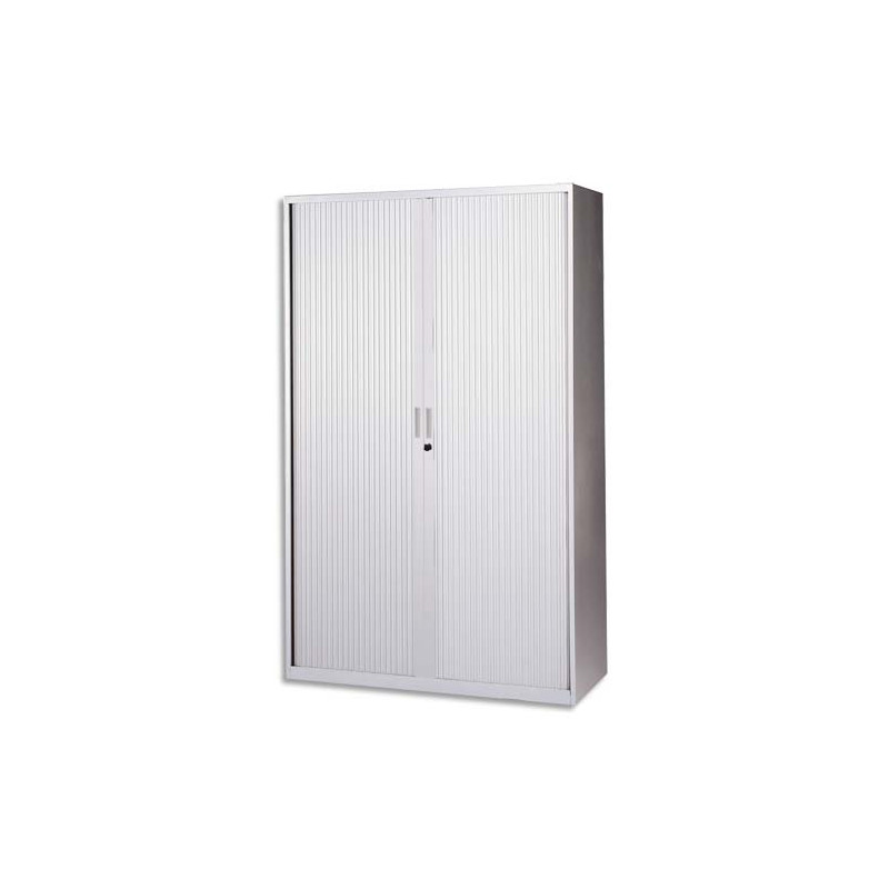 MT INTERNATIONAL Armoire haute monobloc éco Corps et Rideau Gris clair - Dimensions L120 x H198 x P43 cm