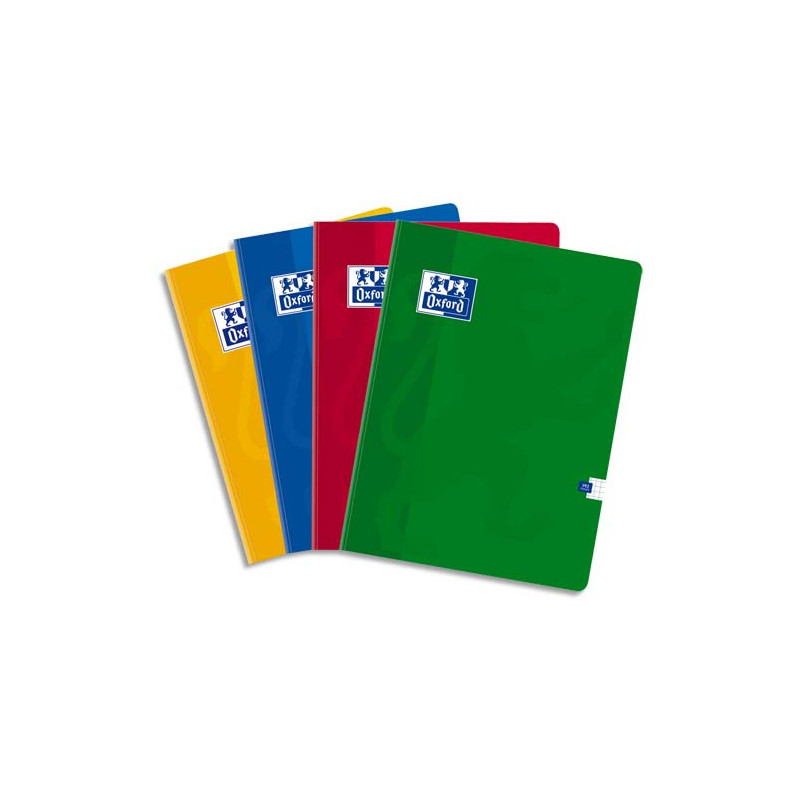 OXFORD Cahier Color Life reliure brochure 192 pages quadrillées 5x5 format A4. Coloris assortis