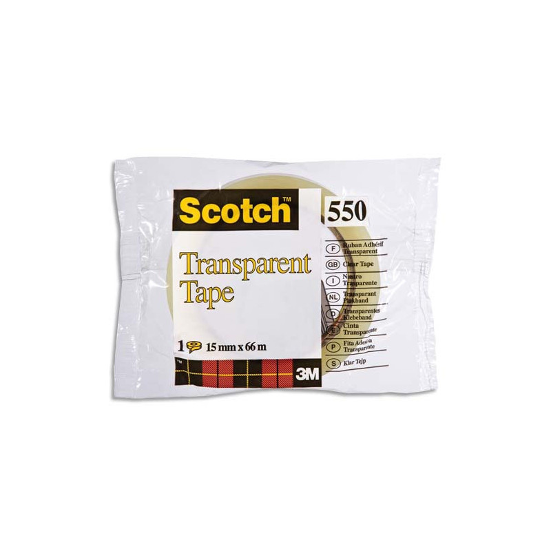 SCOTCH Ruban adhésif transparent 15mm x 66m en sachet individuel 550