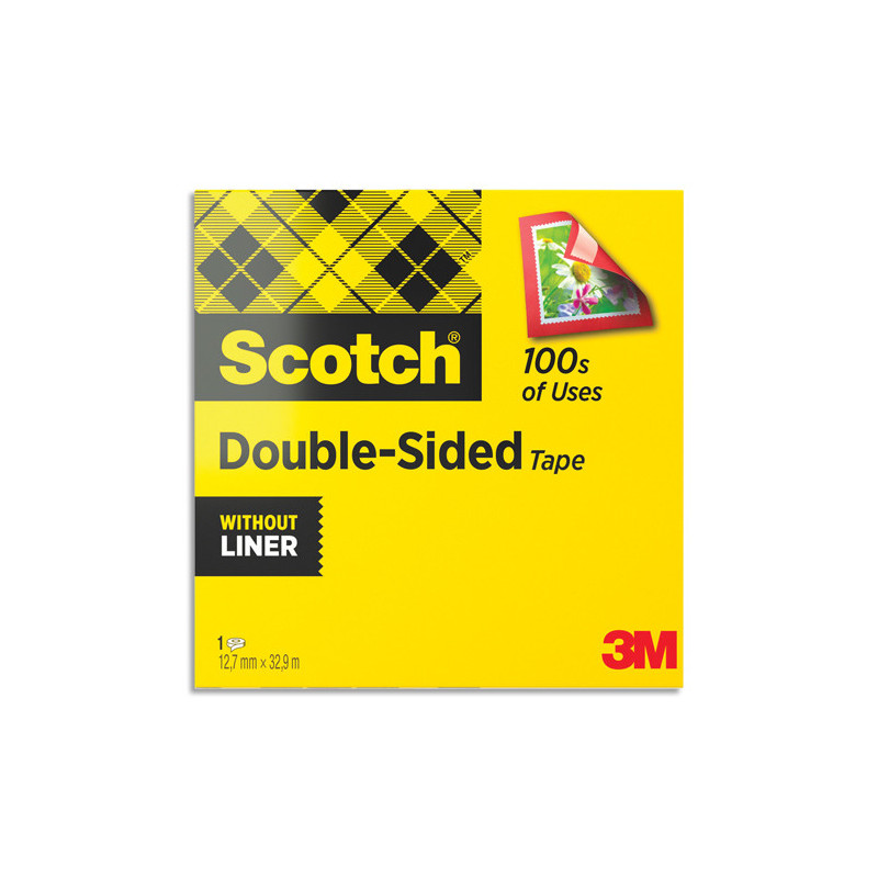 SCOTCH Ruban adhésif double face, 12 mm x 33 m, en boîte individuelle