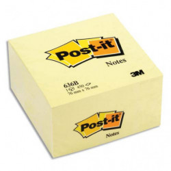 POST-IT Cube POST-IT® Jaune Pastel, 76 x 76 mm, 450 feuilles