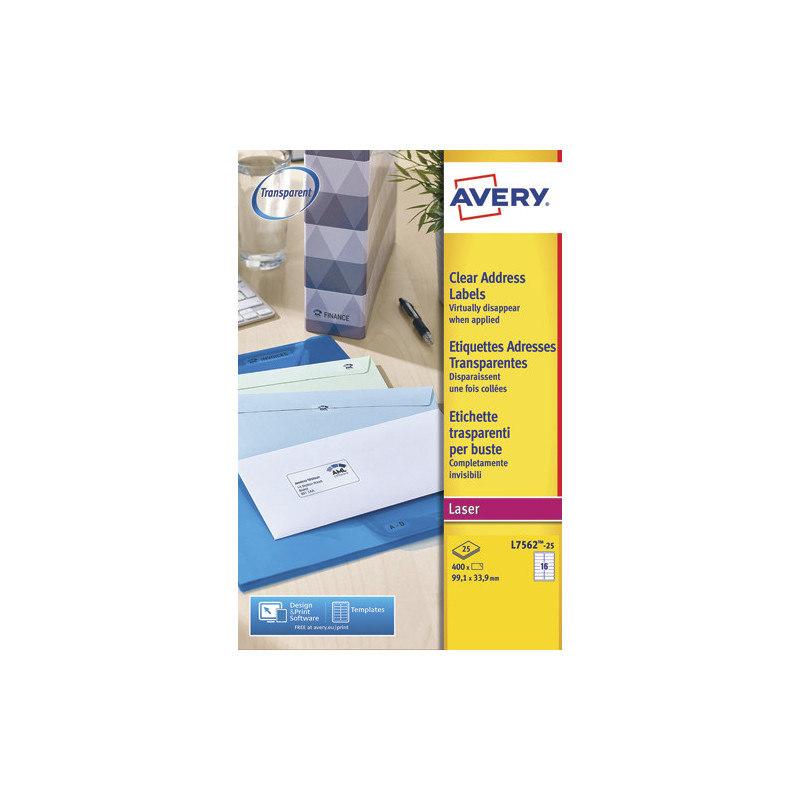 AVERY Pochette de 400 étiquettes Laser invisible 99.1X33.9 L7562-25