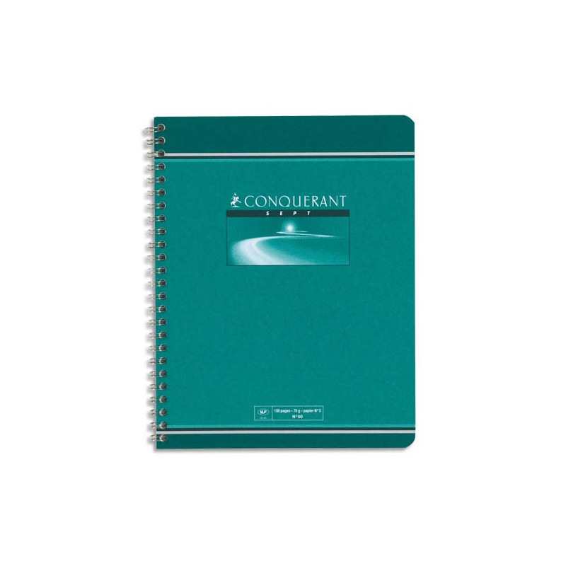 CONQUERANT C7 Cahier reliure spirale 17x22 cm 180 pages 70g petits carreaux 5x5