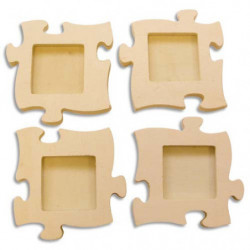 GRAINE CREATIVE 4 Cadres puzzle en bois à décorer, dimensions 160x160x10mm