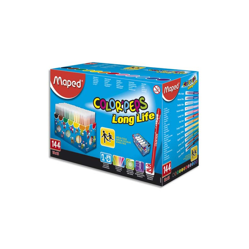 MAPED Schoolpack de 144 feutres Colorpeps pointe moyenne assortis