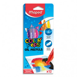 MAPED Boîte de 12 pastels à l'huile assortis diamètre 8 mm