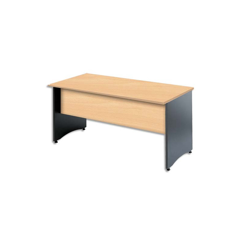 MT INTERNATIONAL Bureau droit pied panneau MT3 Confort - Dim : L160 x H76 x P80 cm Hêtre anthracite