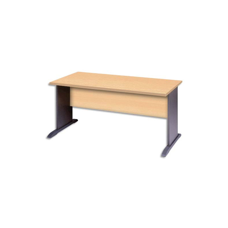 MT INTERNATIONAL Bureau droit piétement en L MT3 Confort - Dim : L180 x H76 x P80 cm Hêtre anthracite