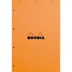 RHODIA Bloc de direction couverture Orange 80 feuilles détachables+perforées format A4+ réglure Seyès