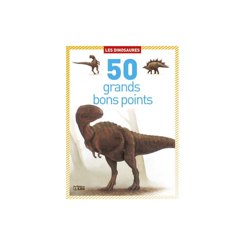 LITO DIFFUSION Boîte de 50 grands bons points dinosaures, format 9,8 x 13,5 cm