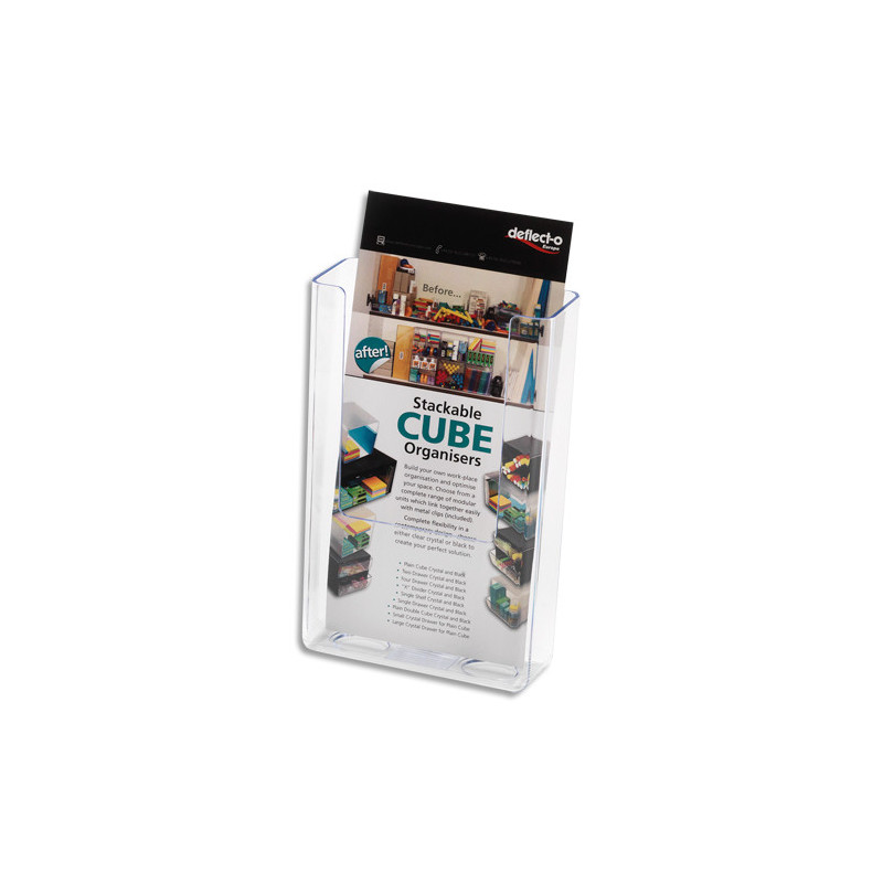DEFLECTO Porte-brochures transparent à dos plat vertical - 1/3 A4 L11,2 x H16,5 x P4,3 cm
