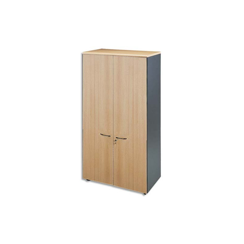 MT INTERNATIONAL Armoire haute portes pleines MT3 Confort, L91 x H182 x P43 cm Hêtre anthracite